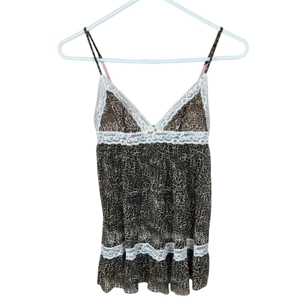 Silver Label Victoria’s Secret Leopard Lace Babydoll Nightgown Slip Dress Size S